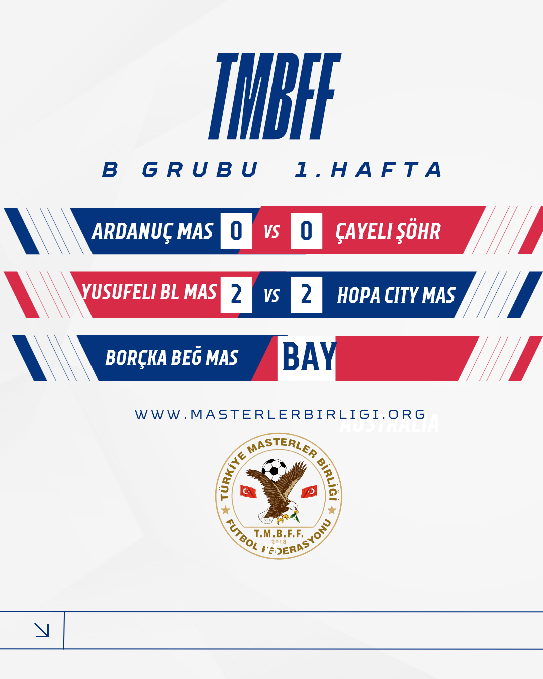 B Grubu 1.Hafta maç programı